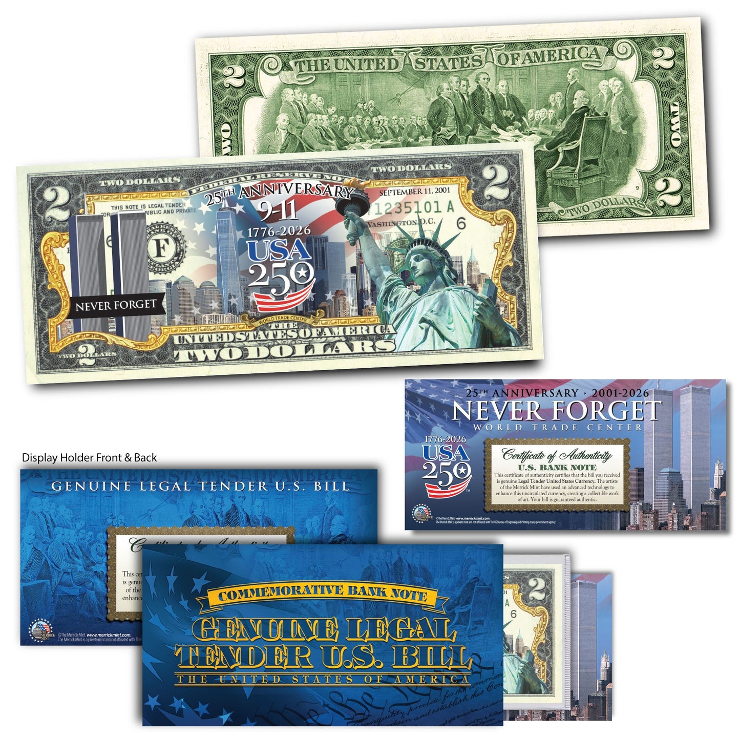 9/11 25th Anniversary + America's 250th Anniversary Commemorative $2 Bill