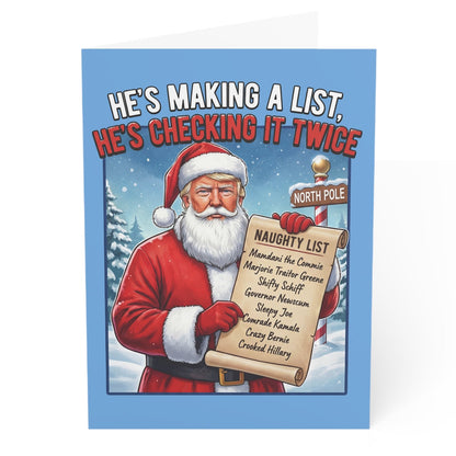 Naughty List Christmas Greeting Card - Set of 1, 10, 30, or 50pcs