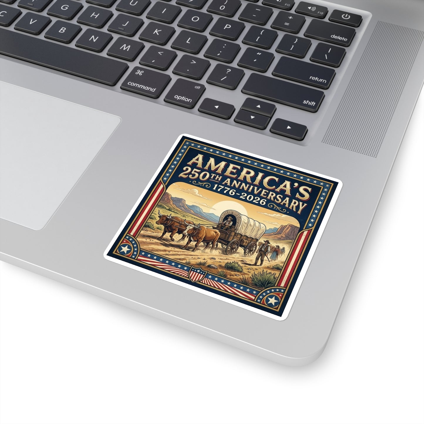 Frontier Wagon - America 250th Anniversary Square Sticker