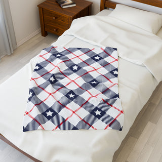 Red White Blue Plaid Pattern Plush Blanket