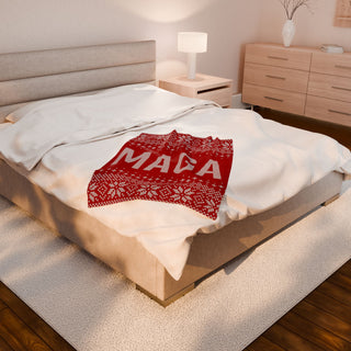 MAGA Christmas Sweater Plush Blanket