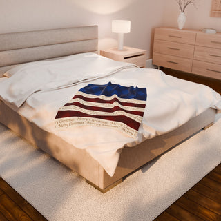 Red White Blue Christmas Plush Blanket