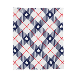 Red White Blue Plaid Pattern Plush Blanket