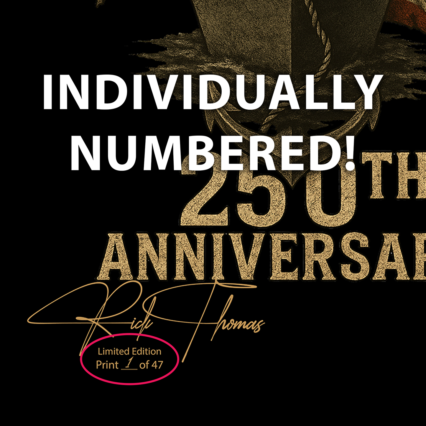 Navy 250th Anniversary Limited Edition Canvas (16"x 24") - Signed & Individually Numbered