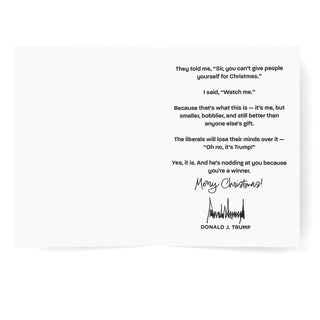 Trumpinator Bobblehead + Matching Christmas Card (Gift Bundle)