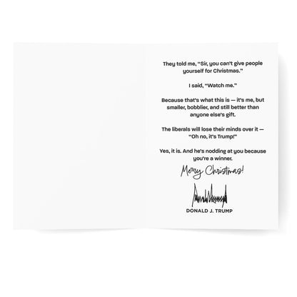 Trumpinator Bobblehead + Matching Christmas Card (Gift Bundle)