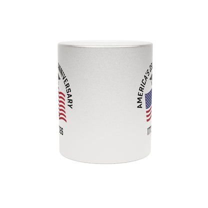 America's 250th Anniversary Metallic Mug — Silver Patriotic Coffee Cup (1776–2026)