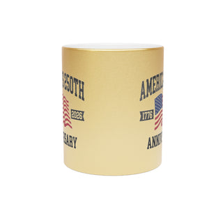 America's 250th Anniversary Metallic Mug — Gold Patriotic Coffee Cup (1776–2026)