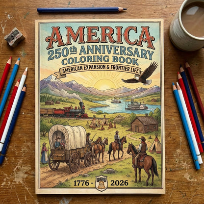 America 250th Anniversary Coloring Book - American Expansion & Frontier Life