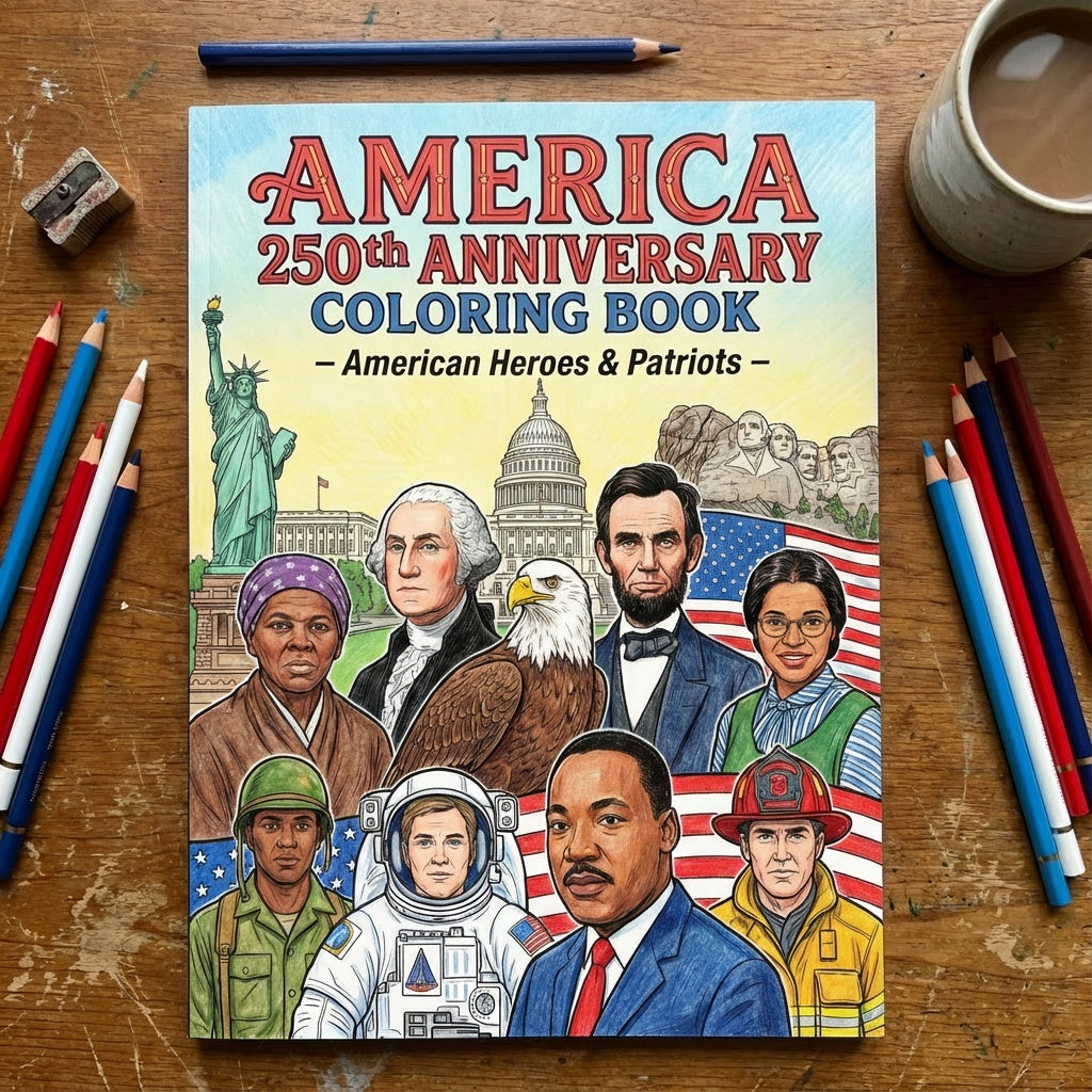 America 250th Anniversary Coloring Book - American Heroes & Patriots
