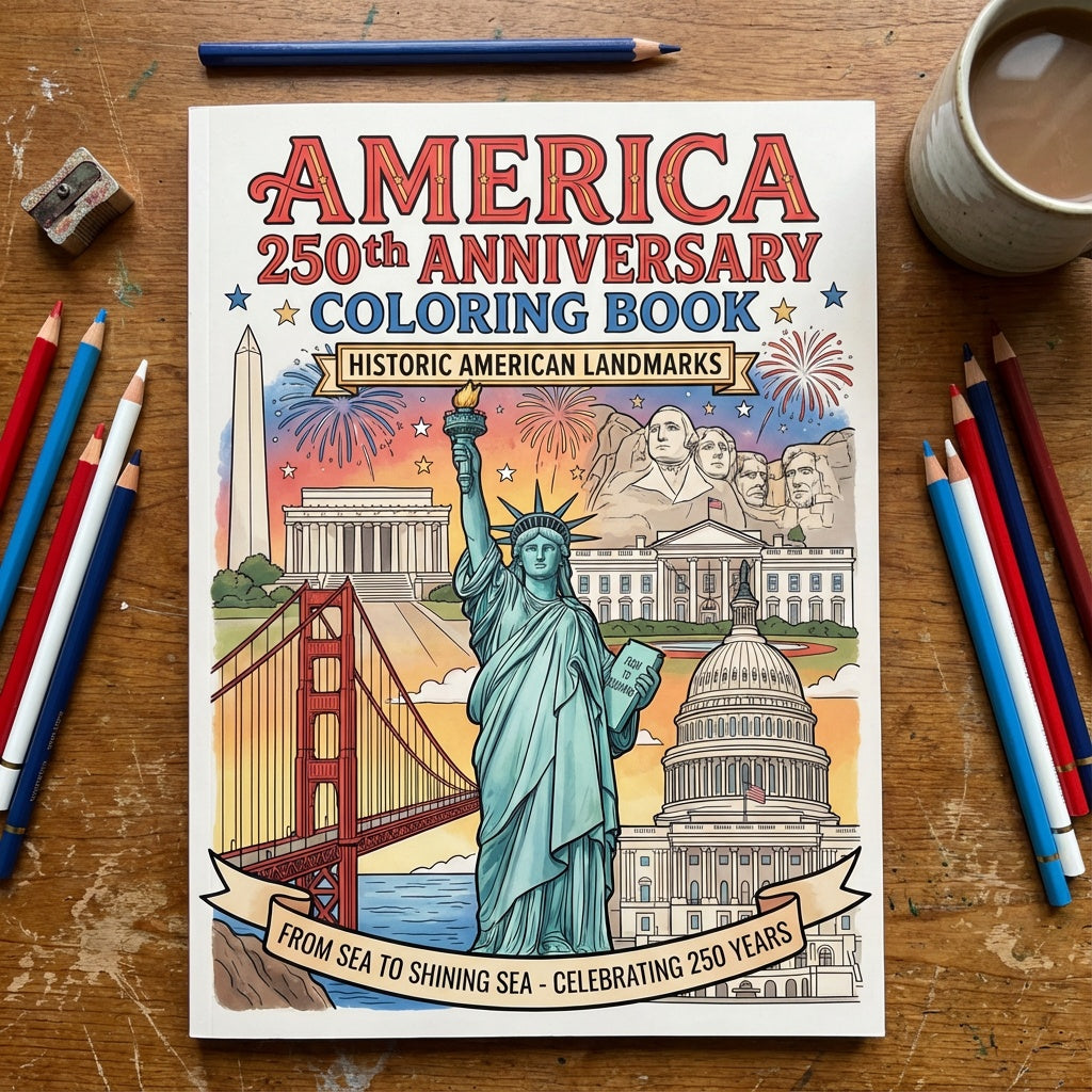 America 250th Anniversary Coloring Book - Historic American Landmarks