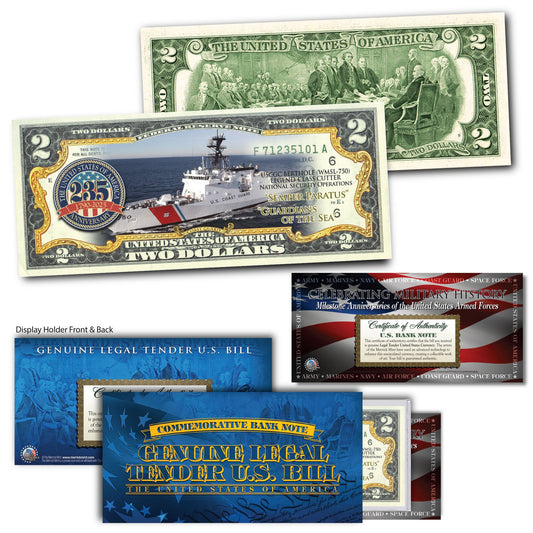 235th Anniversary Coast Guard - Genuine Legal Tender U.S. $2 Bill