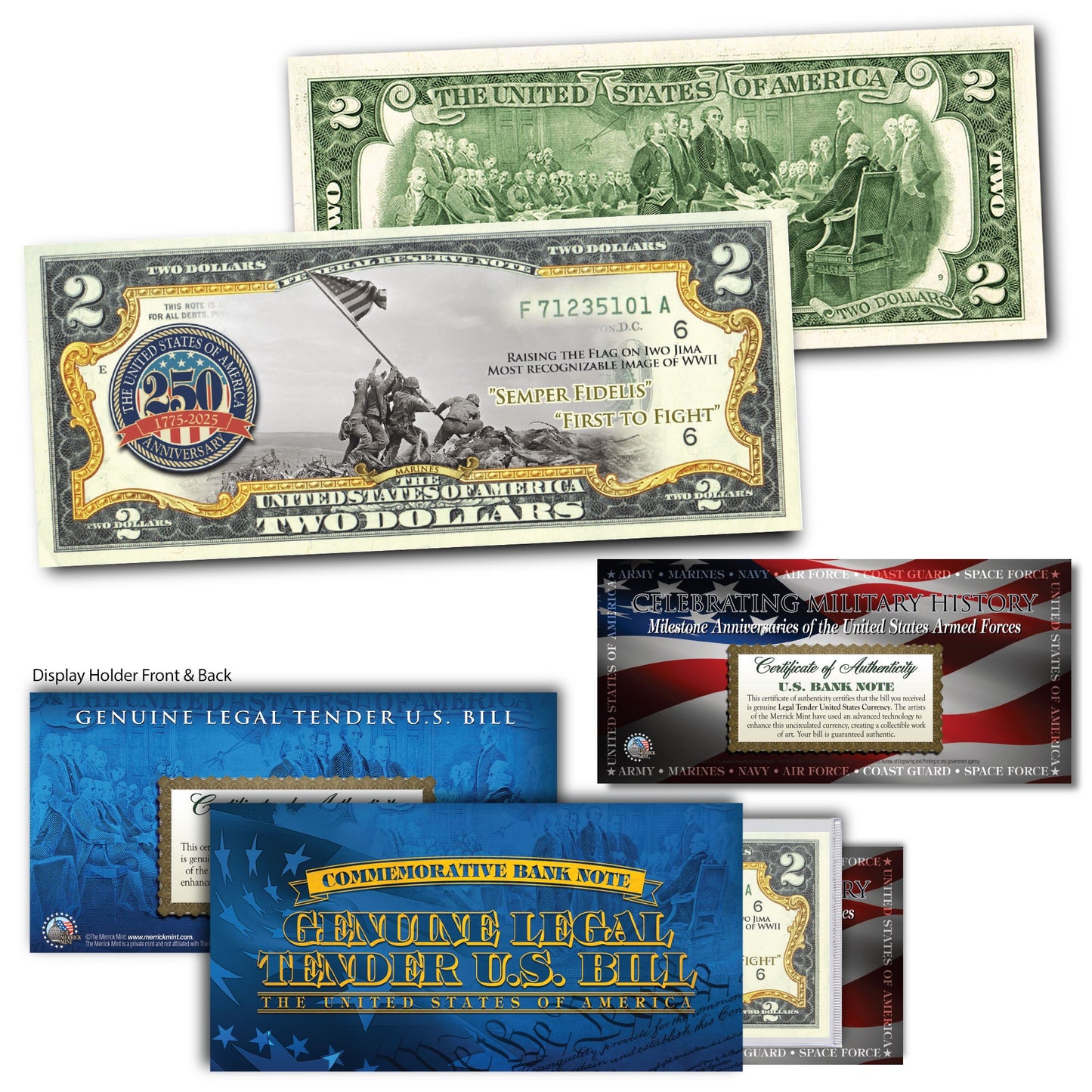 250th Anniversary U.S. Marine Forces - Genuine Legal Tender U.S. $2 Bill