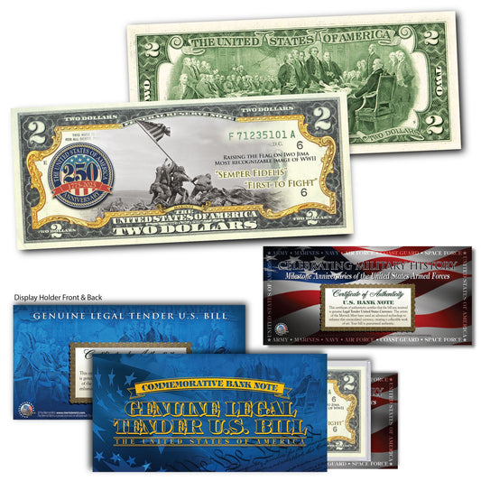 250th Anniversary U.S. Marine Forces - Genuine Legal Tender U.S. $2 Bill