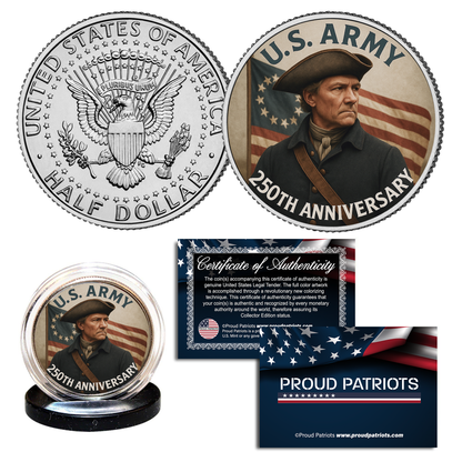 1775 - U.S Army 250th Anniversary - Genuine Legal Tender JFK Half Dollar