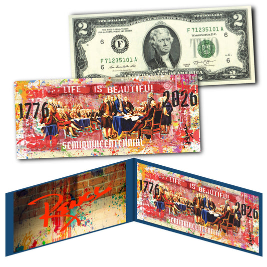 America's 250th Anniversary Collectible $2 Bill | RENCY Art Bill - Life is Beautiful