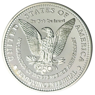 America's 250th Anniversary Morgan dollar nickel silver proof coin featuring an eagle and "United States of America" inscr...