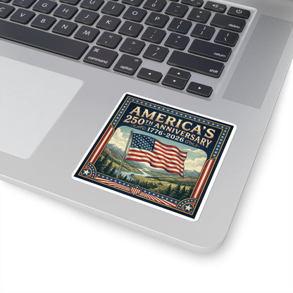 Waving American Flag - America 250th Anniversary Square Sticker