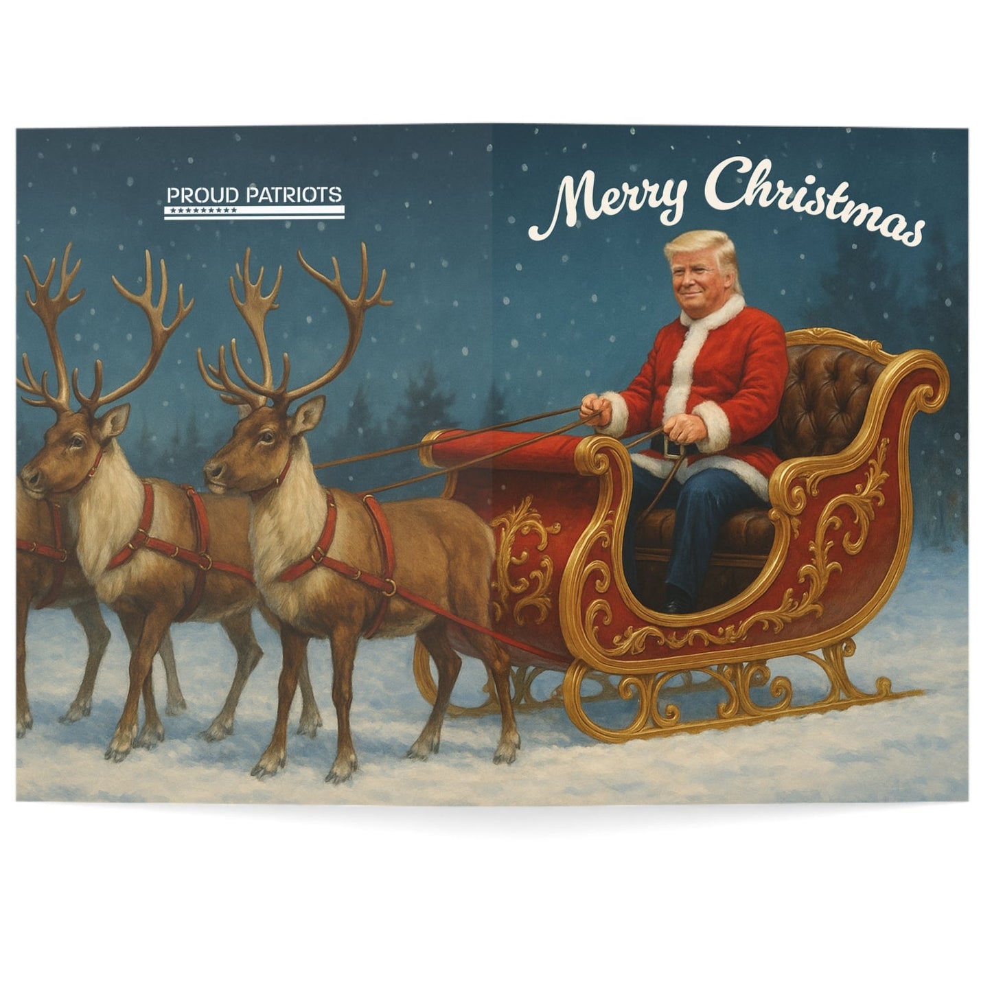 Merry Christmas From Santa Trump Riding His Sleigh - Trump Christmas Card
