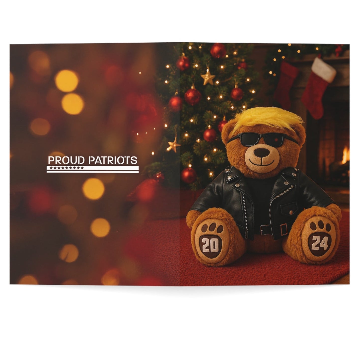 Trumpinator Teddy Bear + Matching Christmas Card (Gift Bundle)