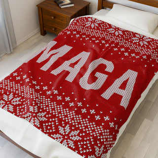 MAGA Christmas Sweater Plush Blanket