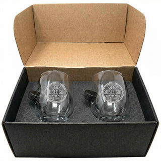 USA Hockey Double Gold - Hockey Puck Embedded Glassware
