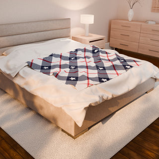 Red White Blue Plaid Pattern Plush Blanket
