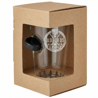 USA Men's Hockey Wins Gold - Hockey Puck Embedded Limited Edition Glassware
