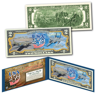 U.S. Air Force "AIM HIGH, FLY-FIGHT" - Genuine Legal Tender U.S. $2 Bill