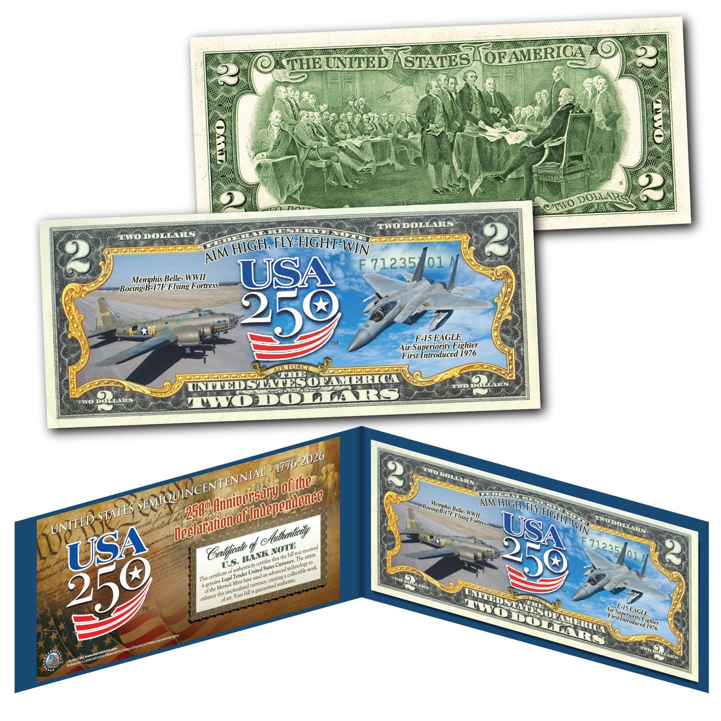 USA 250th Anniversary Military Bill Collectible $2 Bill Bundle [SAVE 10%]
