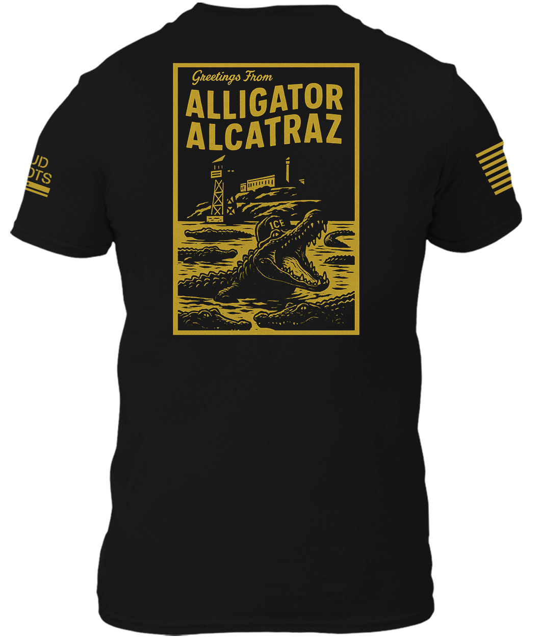 Greetings From Alligator Alcatraz Gold 2-Sided Shirt