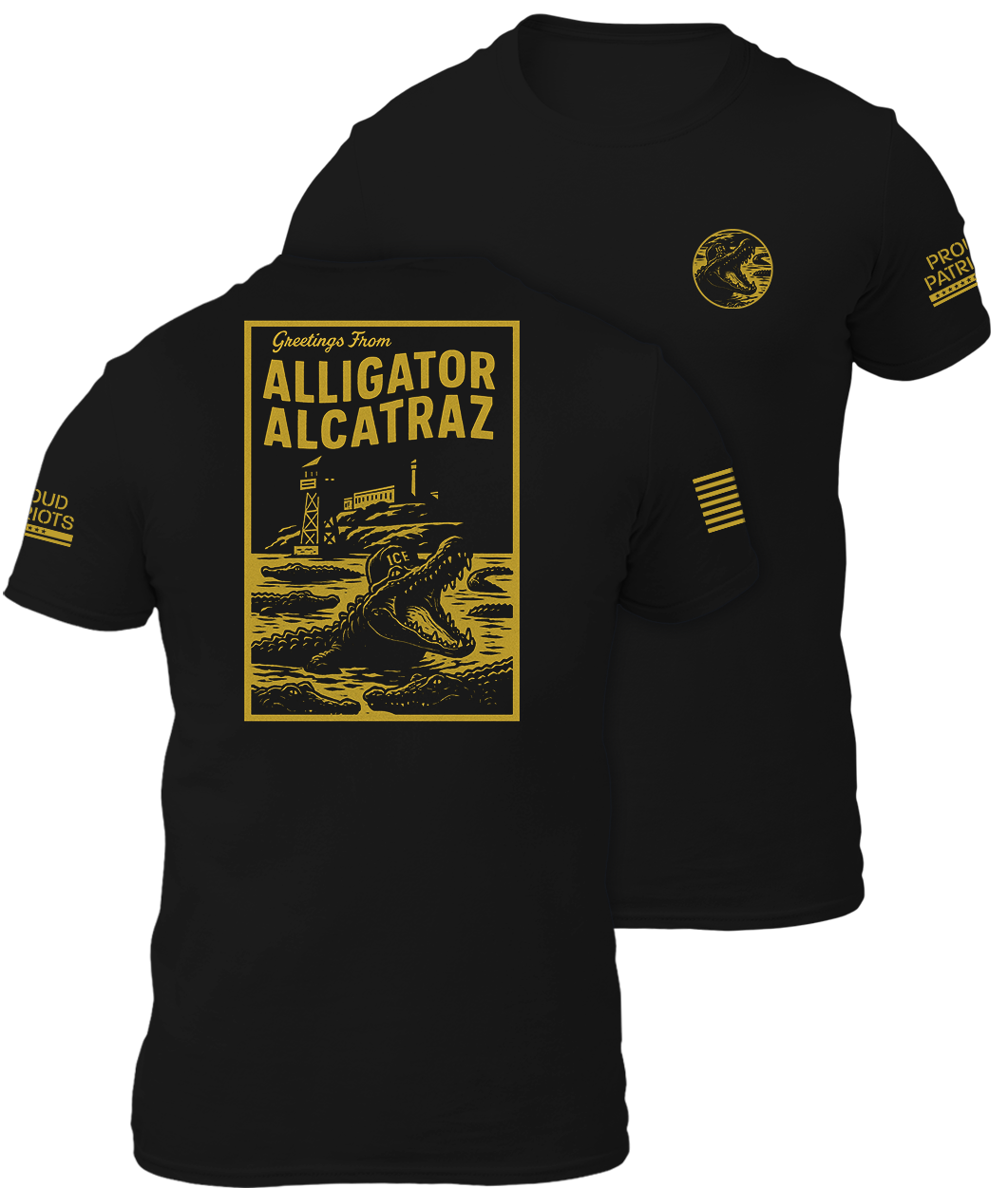 Greetings From Alligator Alcatraz Gold 2-Sided Shirt