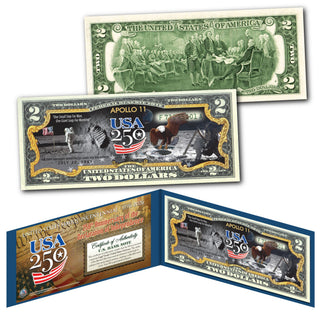Apollo 11 Genuine Legal Tender $2 Bill – USA 250th Collector's Edition