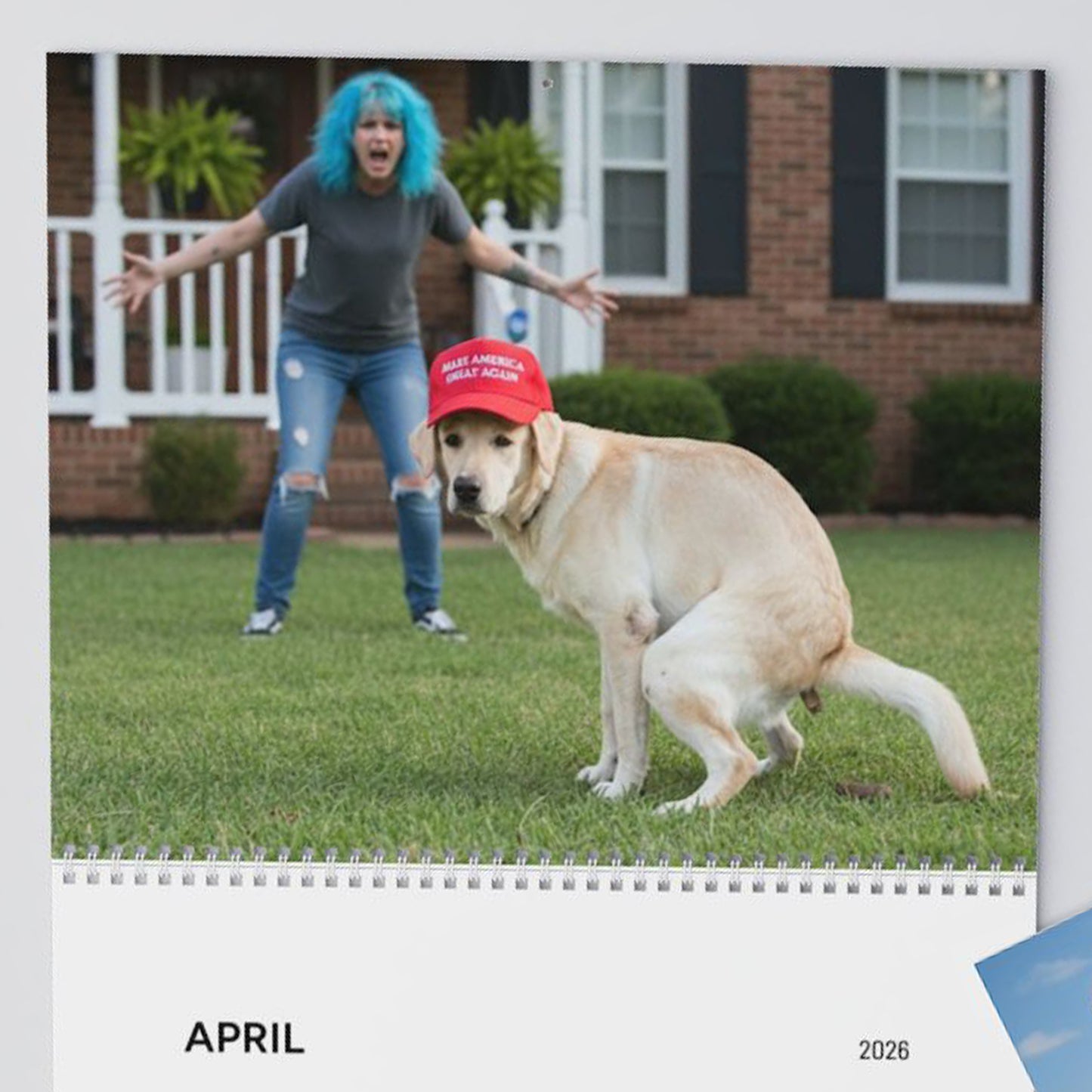 Pooping Dogs Owning Liberals 2026 Calendar - Funny Calendar & White Elephant Gag Gift Calendar