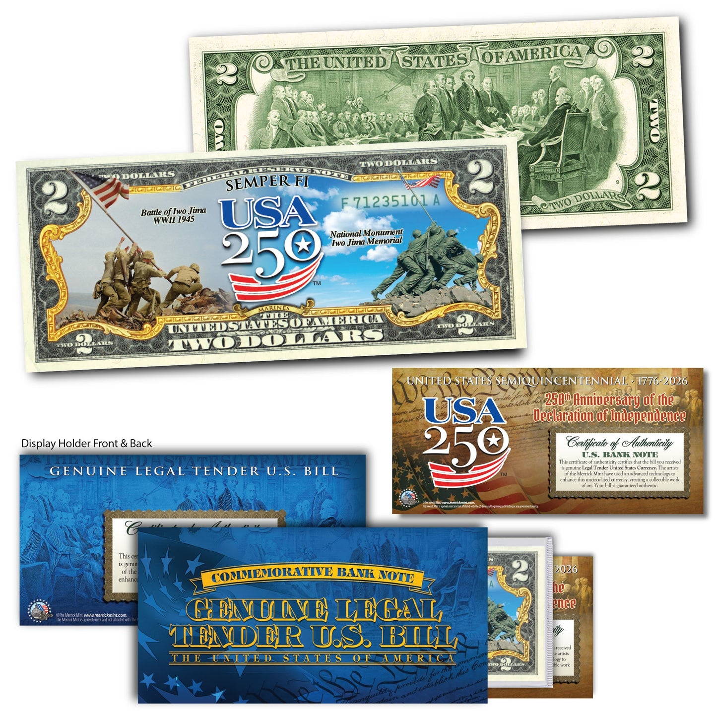 USA 250th Anniversary Military Bill Collectible $2 Bill Bundle [SAVE 10%]