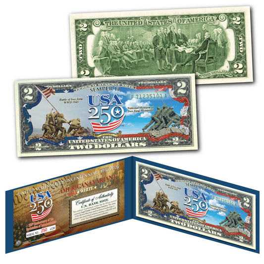 [FLAG BORDER] U.S. Marine Forces - "Semper Fi" - Genuine Legal Tender U.S. $2 Bill (250 Available & Individually Numbered)