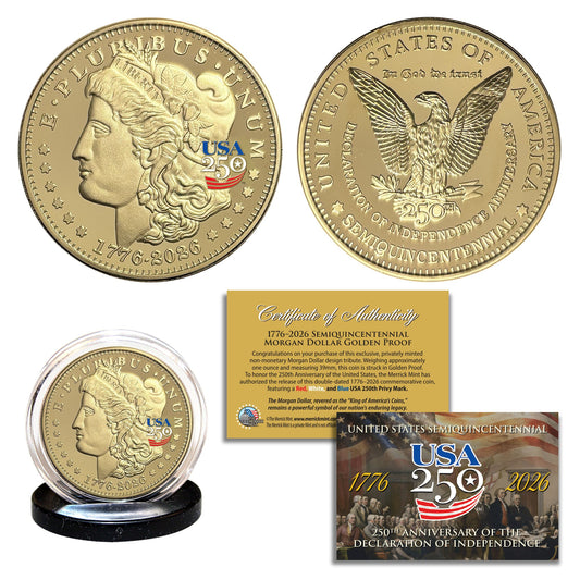 America's 250th Anniversary Morgan Dollar Golden Proof Coin