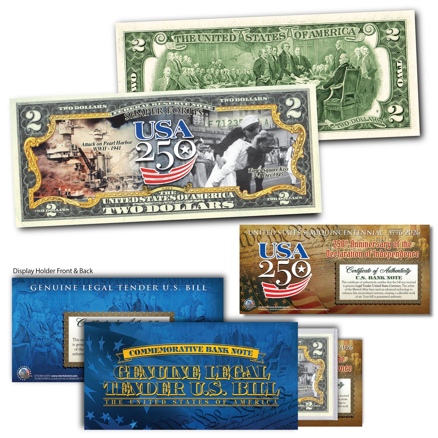 USA 250th Anniversary Military Bill Collectible $2 Bill Bundle [SAVE 10%]