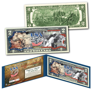 [FLAG BORDER] USA 250th Anniversary Military Collectible $2 Bill Bundle [SAVE 10%] (250 Available & Individually Numbered)