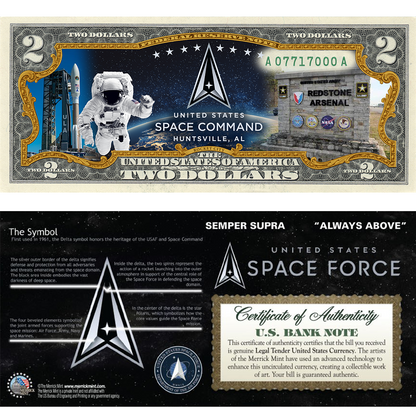 U.S. Space Command Collectible $2 Bill