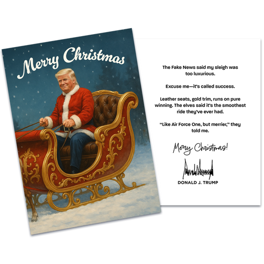 Merry Christmas From Santa Trump Riding His Sleigh - Trump Christmas Card