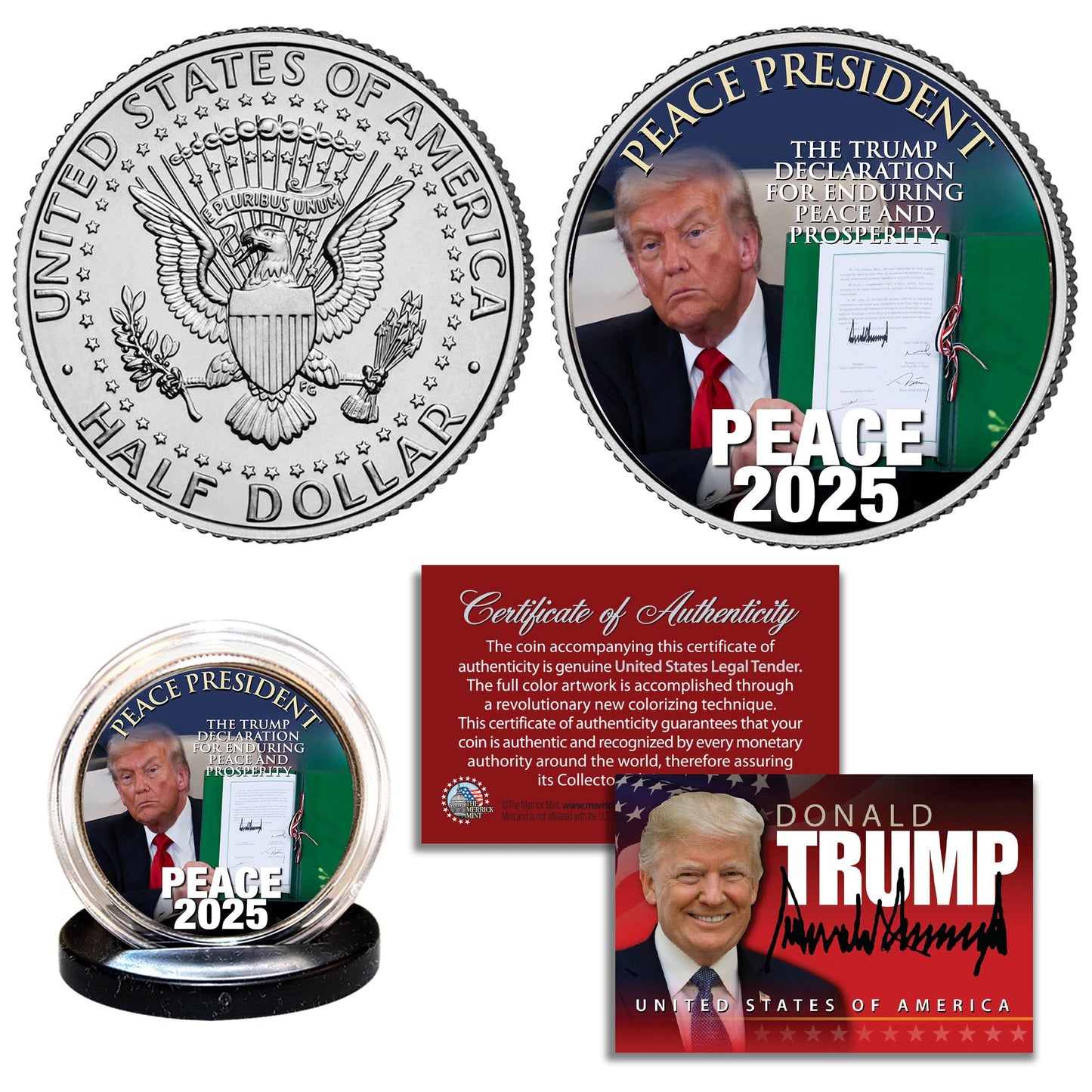Peace President Individually Numbered (to 3,000) Collectible Card + FREE MATCHING COIN!