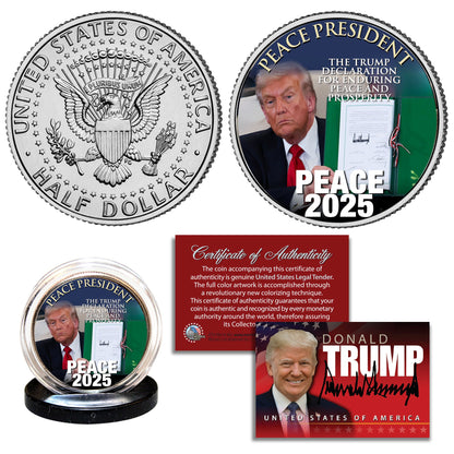 Peace President Individually Numbered (to 3,000) Collectible Card + FREE MATCHING COIN!