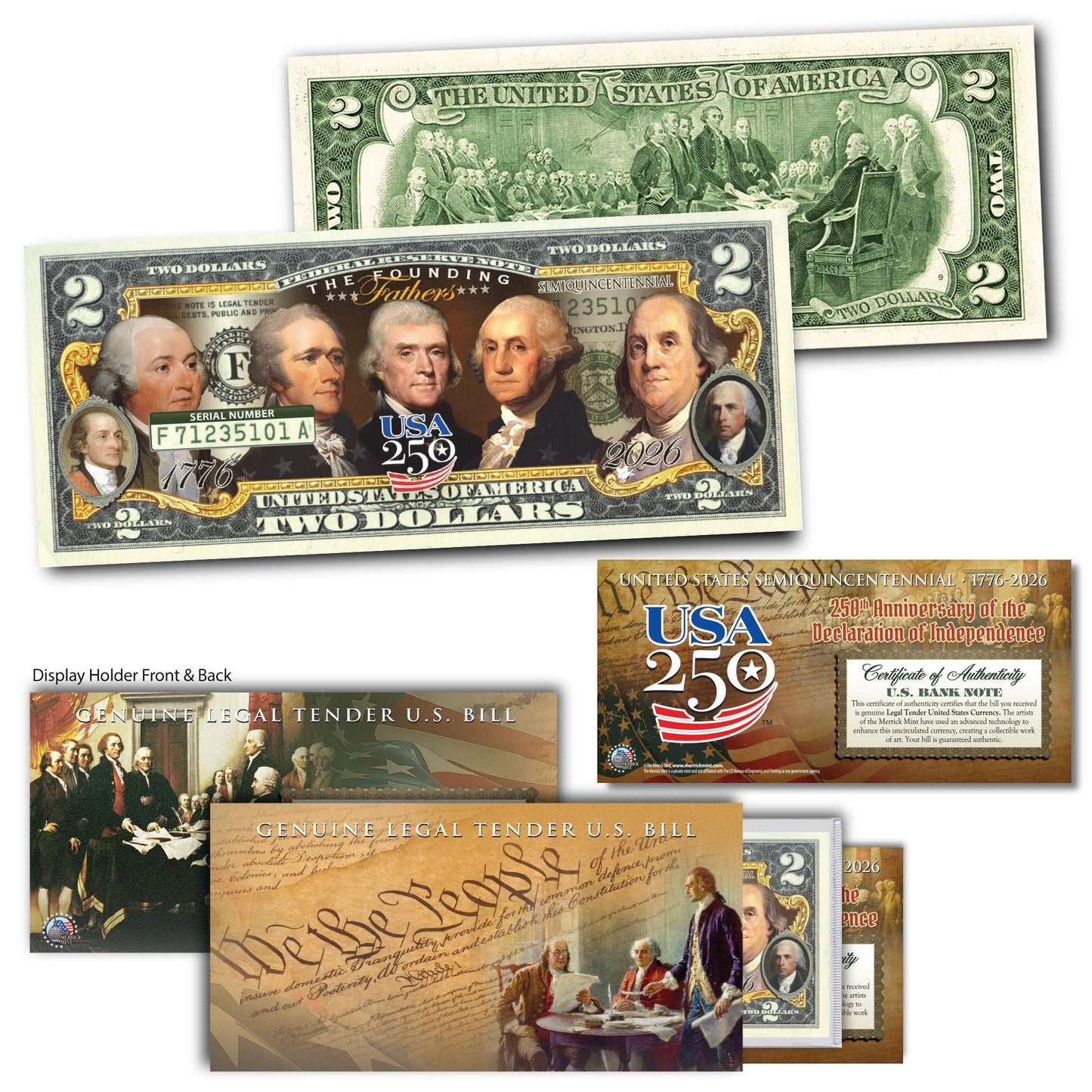 The Founding Fathers | America's 250th Anniversary Collectible $2 Bill