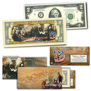 250th Anniversary Golden Morgan Tribute & Founding Fathers $2 Bill Set