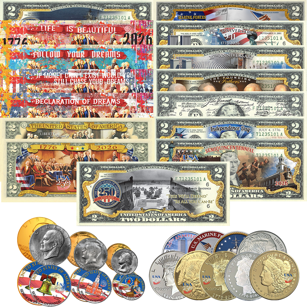 America’s 250th Anniversary Commemorative Coin & Bill Collection – Limited Edition 1776–2026 Set (SAVE 25%)