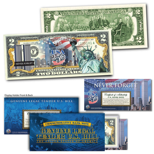9/11 25th Anniversary + America's 250th Anniversary Commemorative $2 Bill