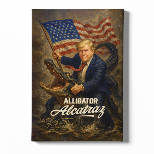Trump Alligator Alcatraz Limited Edition Canvas (16"x24") - Signed & Individually Numbered