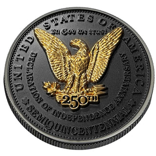All Three 3D Tribute Coins With USA 250 Privy Marks (Black Ruthenium & 24k Gold) — commemorative collectible coin, view 8