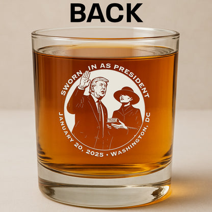 Trump Assassination Attempt Whiskey Glass (2-Sided No Bullet)